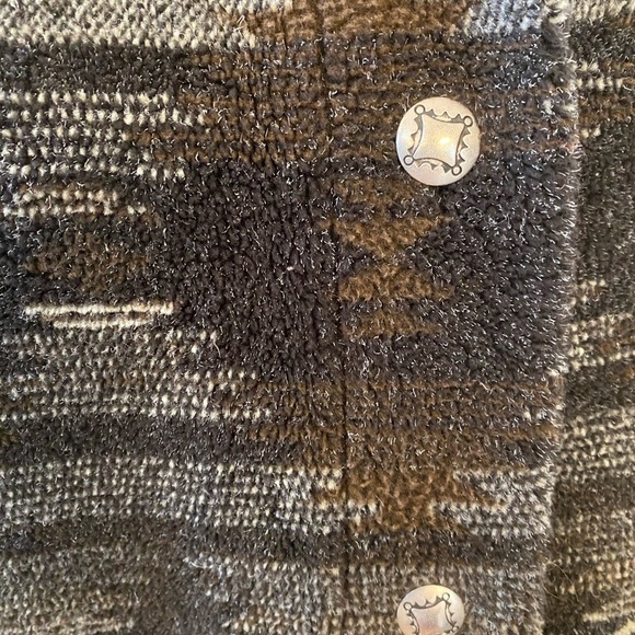 Talbots Womens Vintage Fleece Southwestern Button Shacket Sweatshirt - Picture 5 of 7